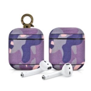 Purple Camo Premium Leather AirPods Case